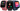 Three smartwatches in pink, black, and blue on a white background